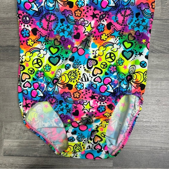 Look It Activewear Girls Neon Tie Dye Leotard S - Picture 4 of 6